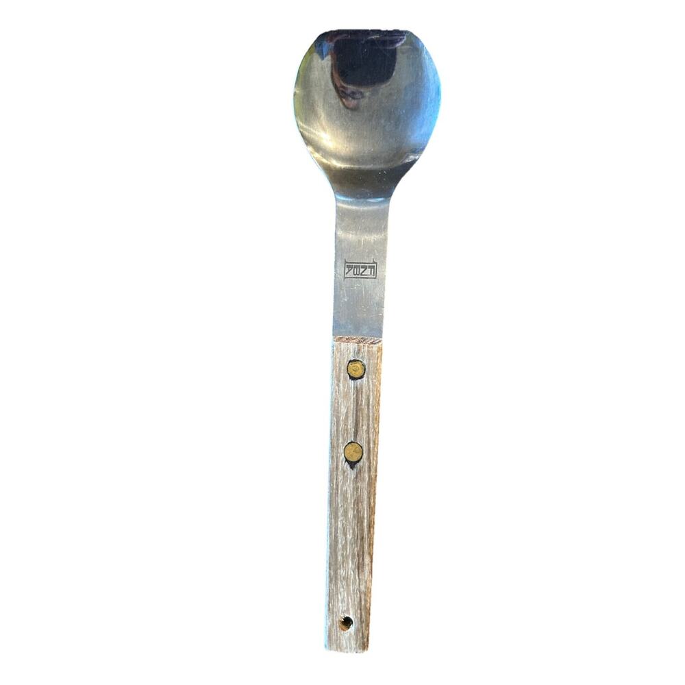 Vtg 1960s Vernco Ice Cream‎ Scoop Spoon Stainless Steel Wood Handle 9.75” Japan